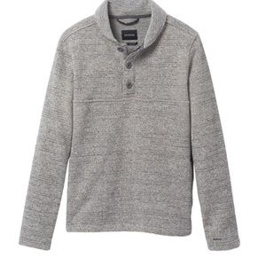 prAna Men's Tri Thermal Threads Henley, Medium Heather Gray